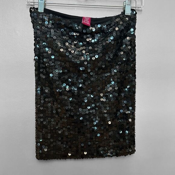 Kailesy Black Silk Sequin Mini Skirt Size Small - Picture 2 of 3